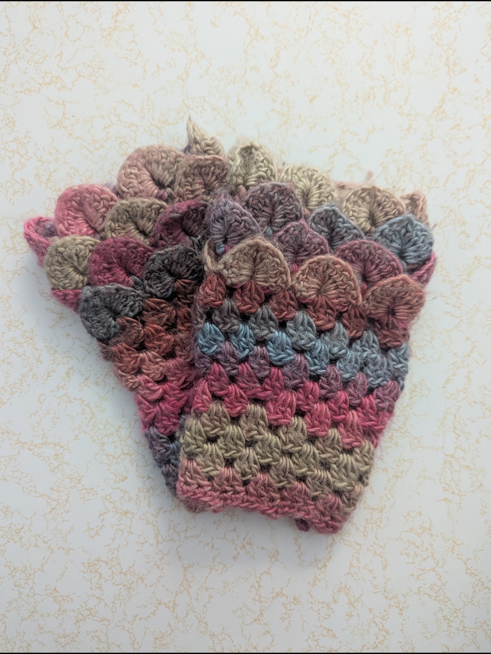 Handcrafted Multicolor Crochet Fingerless Mitts - Soft Pastel Palette
